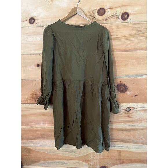 Lacausa women's olive green lightweight long sleeve dress. Anthropologie. XS - Picture 1 of 8